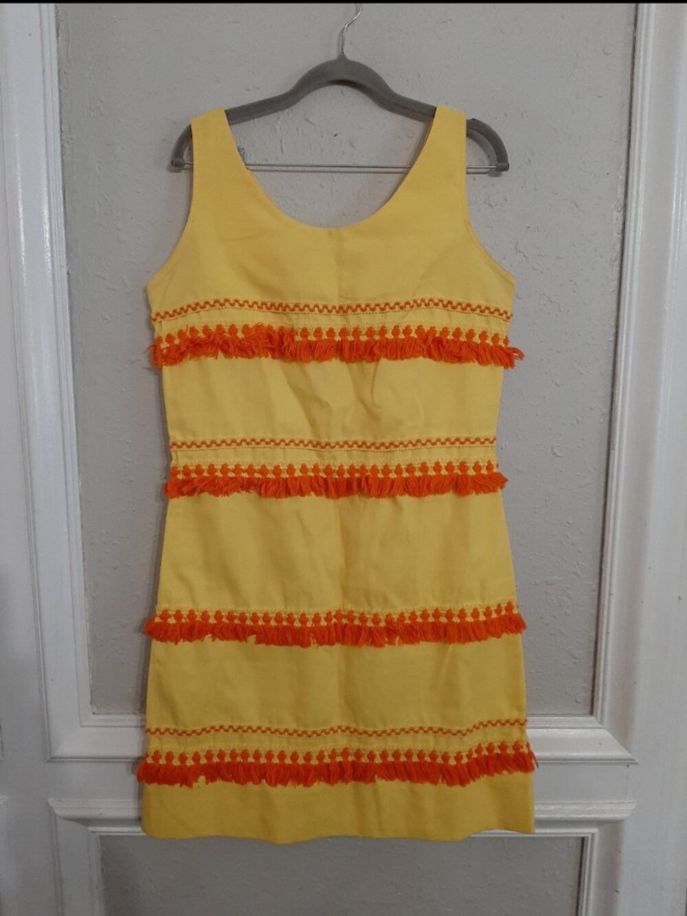 True vintage 1960s mini shift dress tassels groovy funky donnkenny mod retro